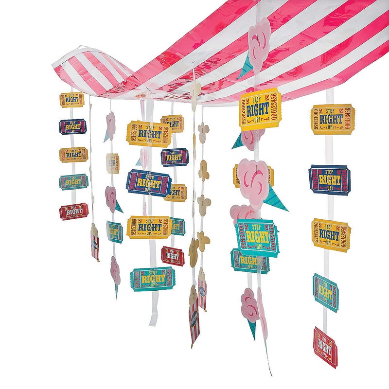 Carnival Hanging Ceiling Decorations - 12 feet long - Hanging Birthday Party Decor
